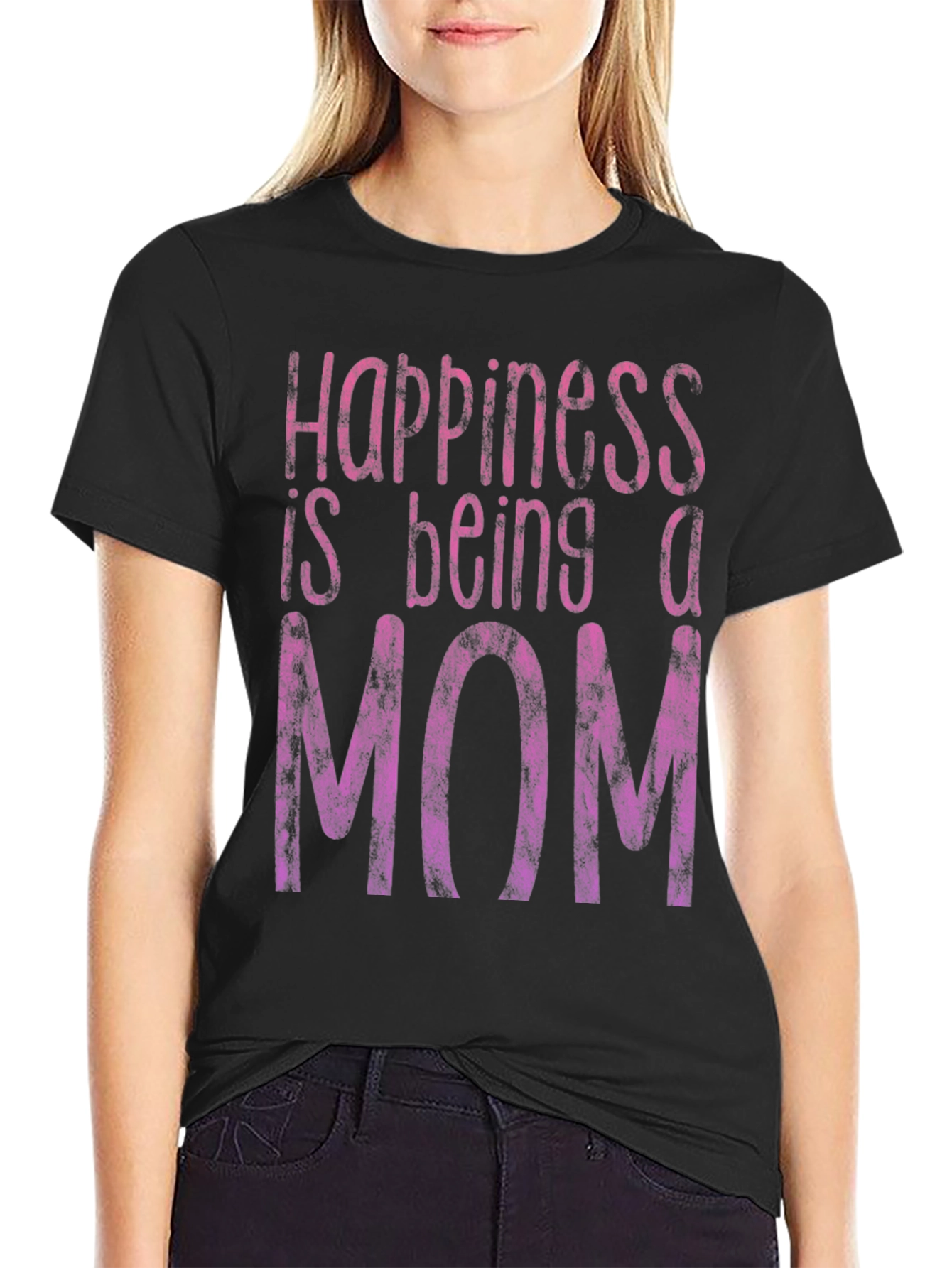 Happiness Is Being A Mom T-Shirt - Black