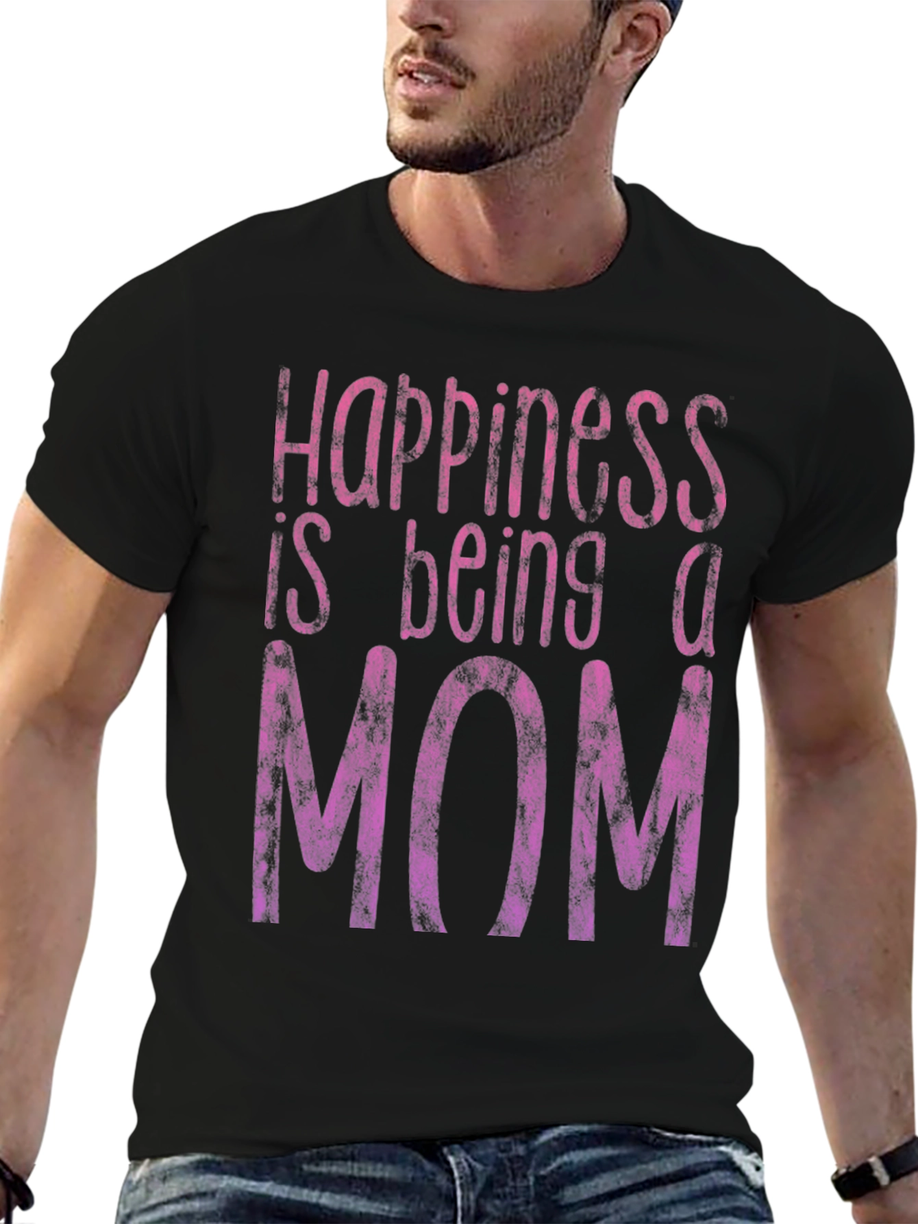 Happiness Is Being A Mom T-Shirt - Black
