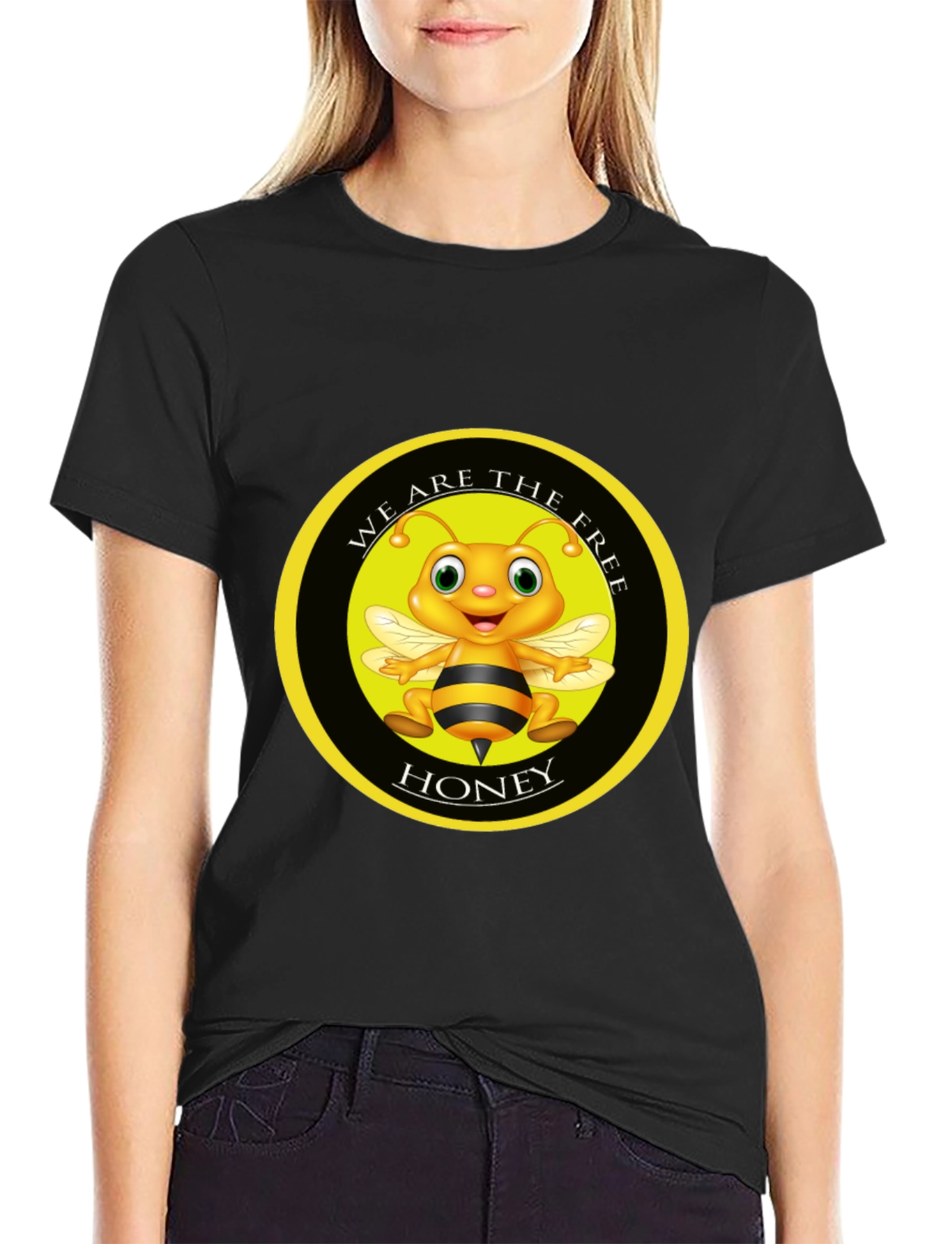 We Are The Free Honey Bee Graphic Black T-Shirt