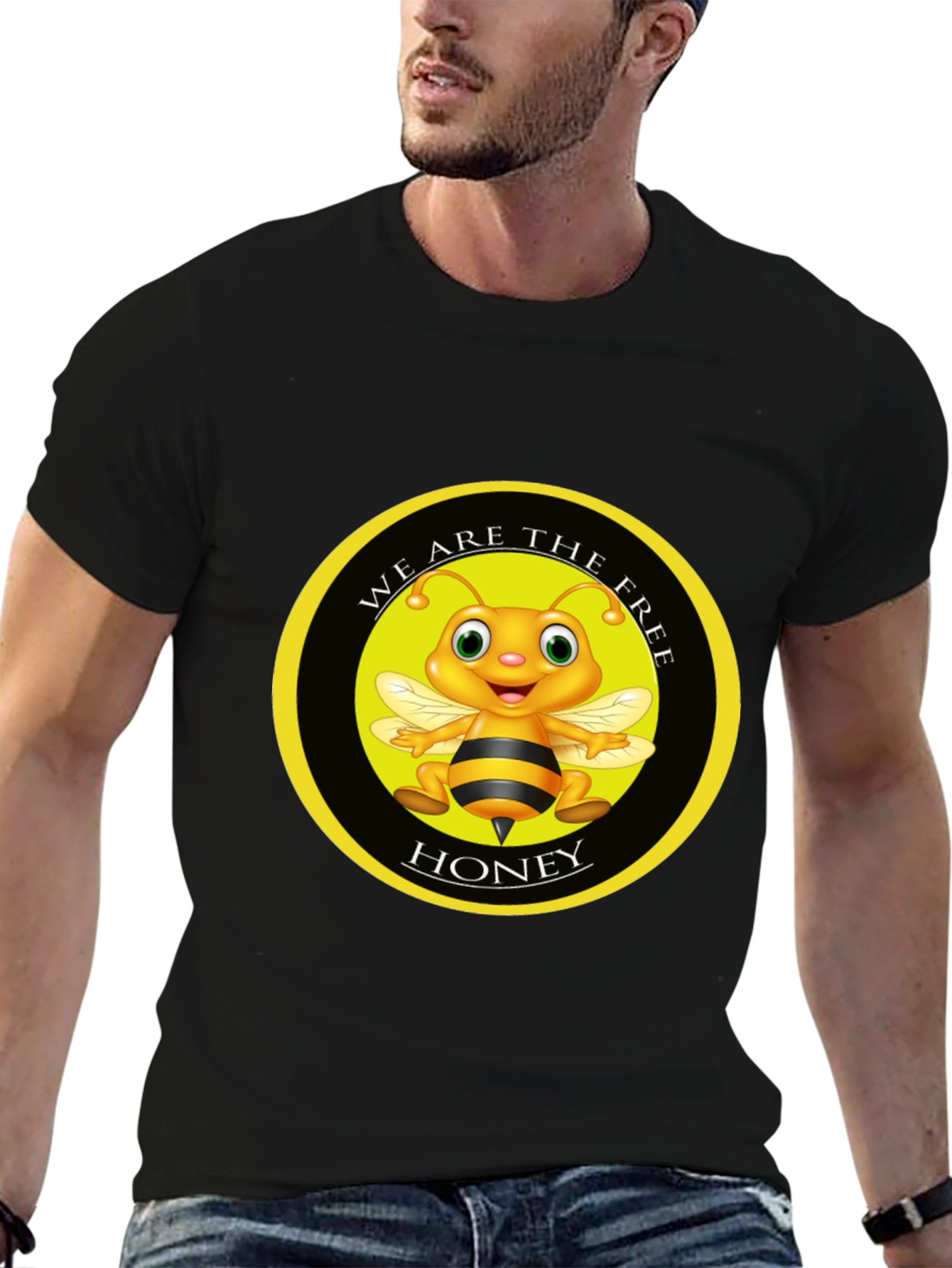 We Are The Free Honey Bee Graphic Black T-Shirt
