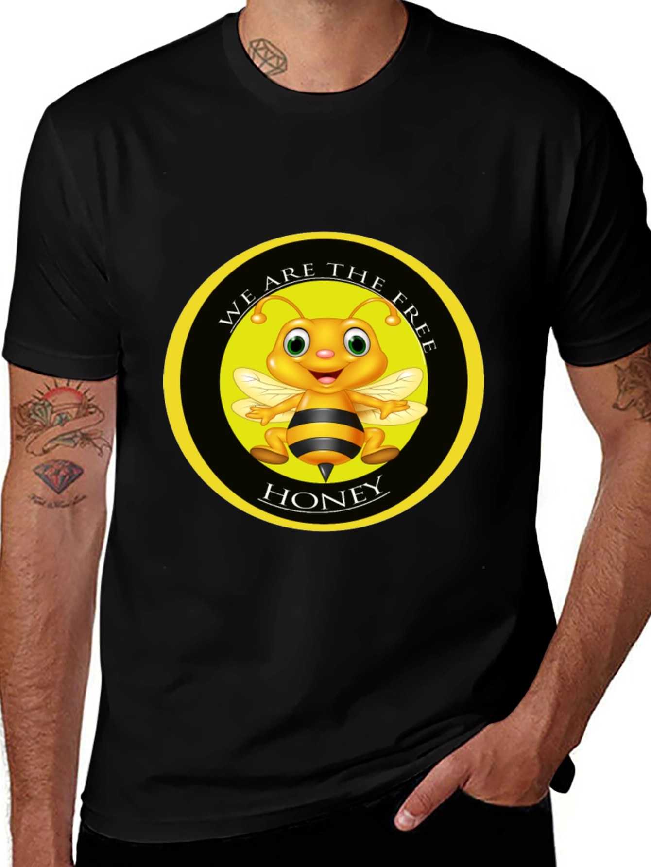 We Are The Free Honey Bee Graphic Black T-Shirt