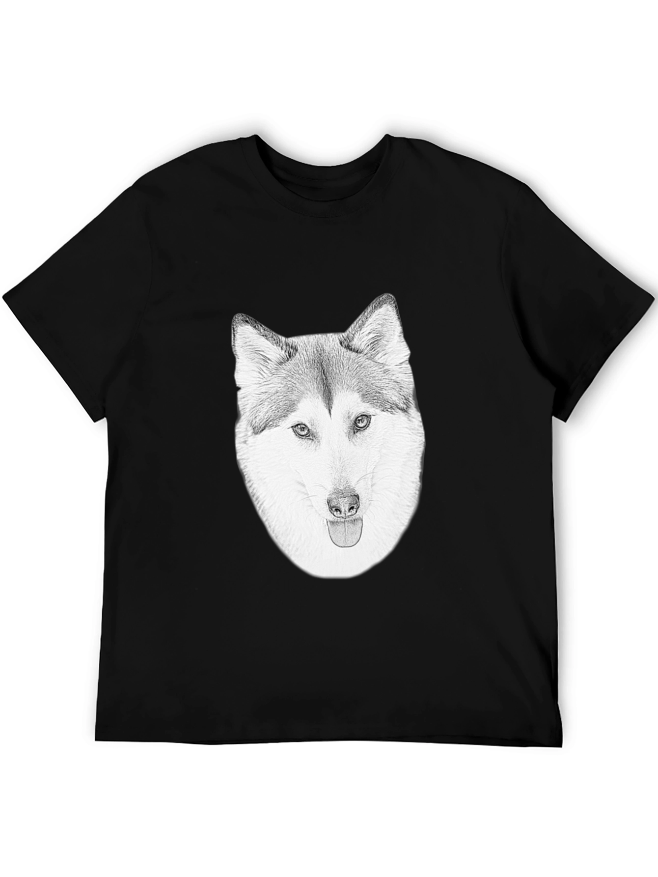 Husky Dog Graphic Black T-Shirt