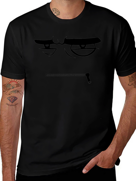 Zipper Mouth Graphic Tee - Keep Silent Shirt