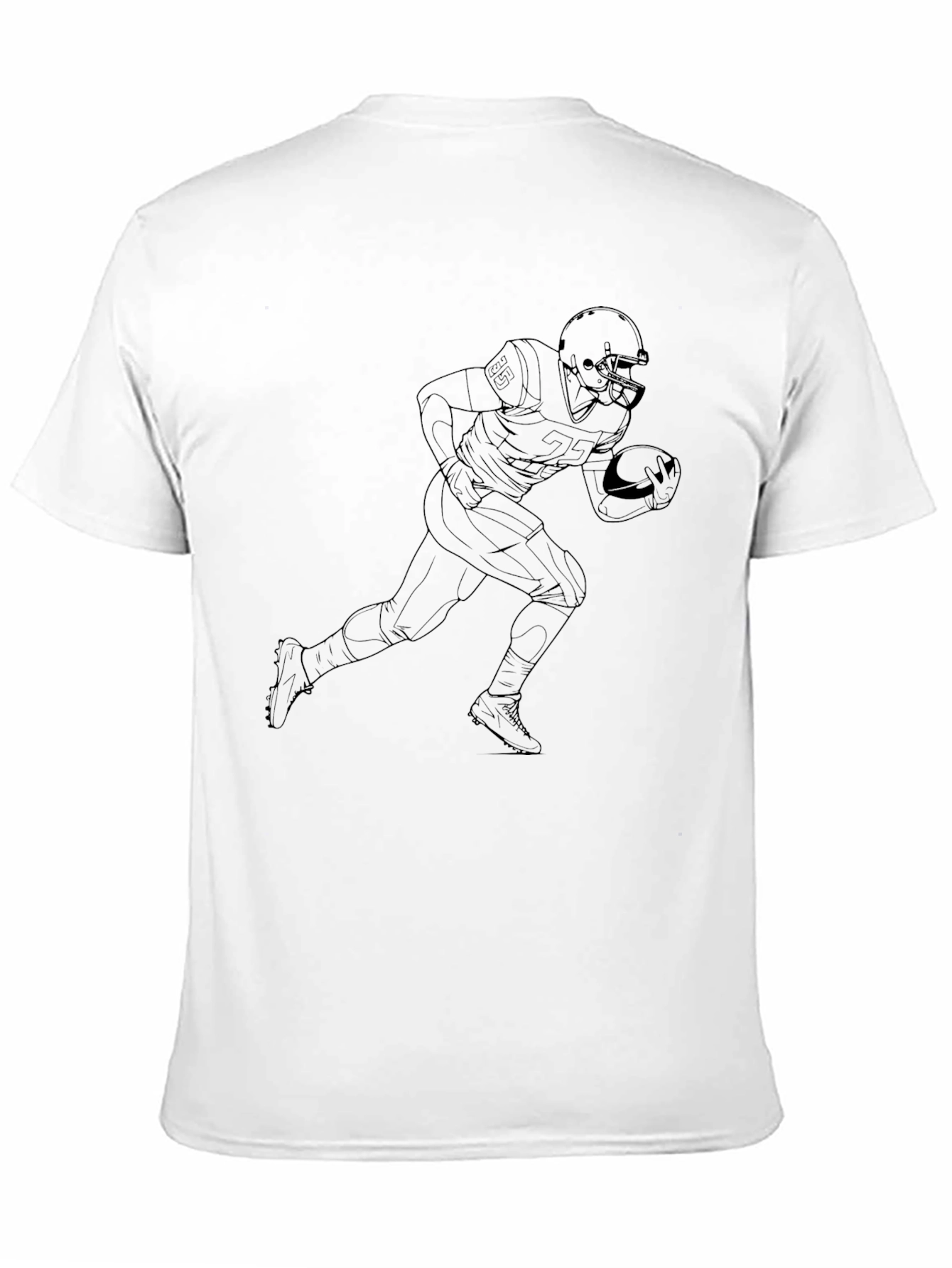Football Player Outline Black T-Shirt