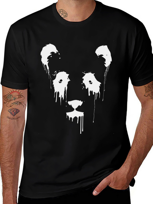 Abstract Lion Graphic Tee - Black Cotton Blend