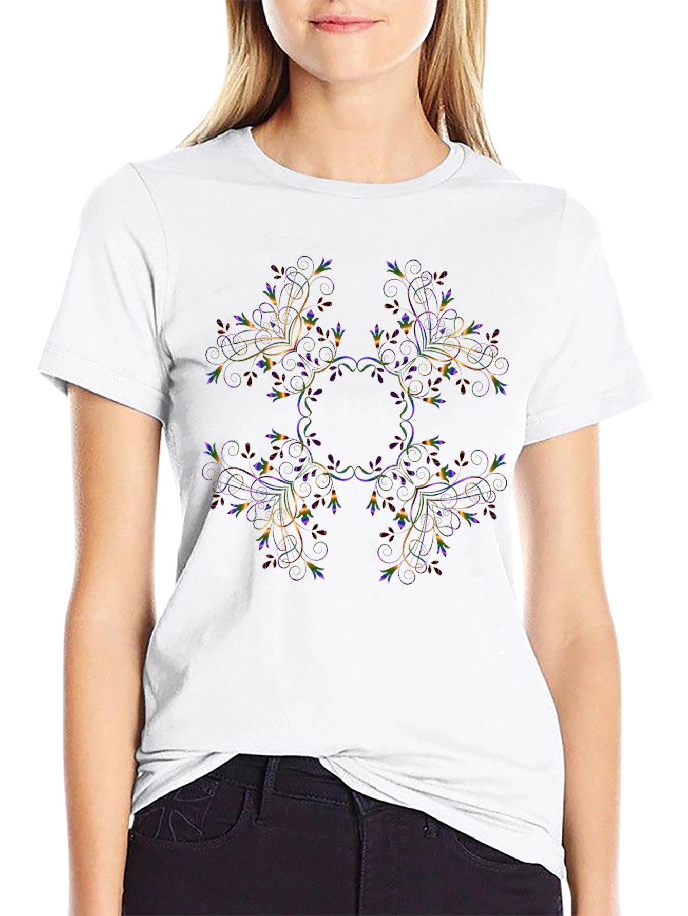 Floral Mandala Black Graphic Tee