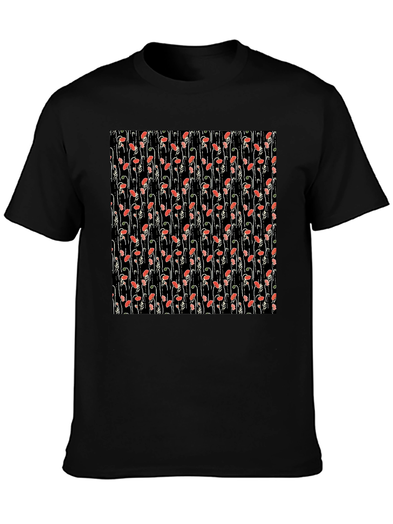 Floral Print Tee - Black Cotton Comfort