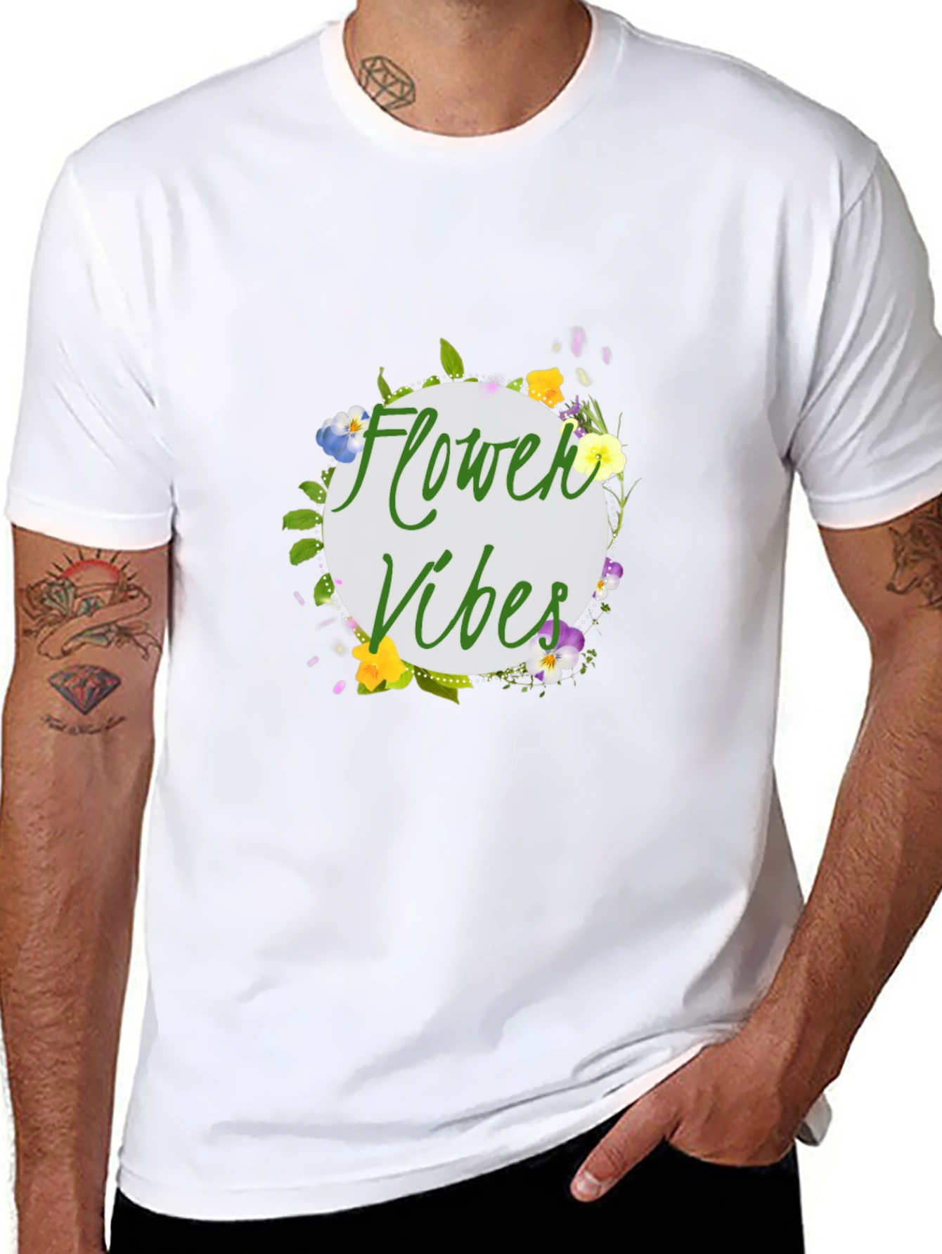 Flower Vibes Graphic Tee - Black