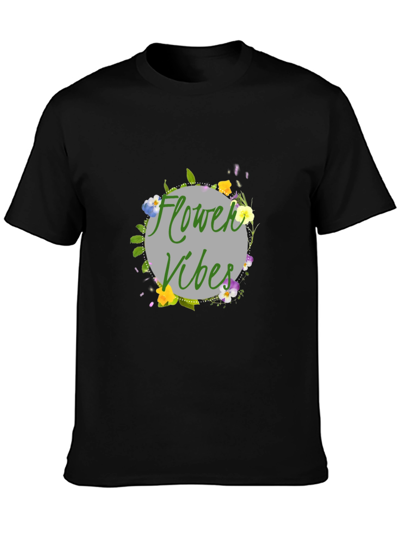 Flower Vibes Graphic Tee - Black