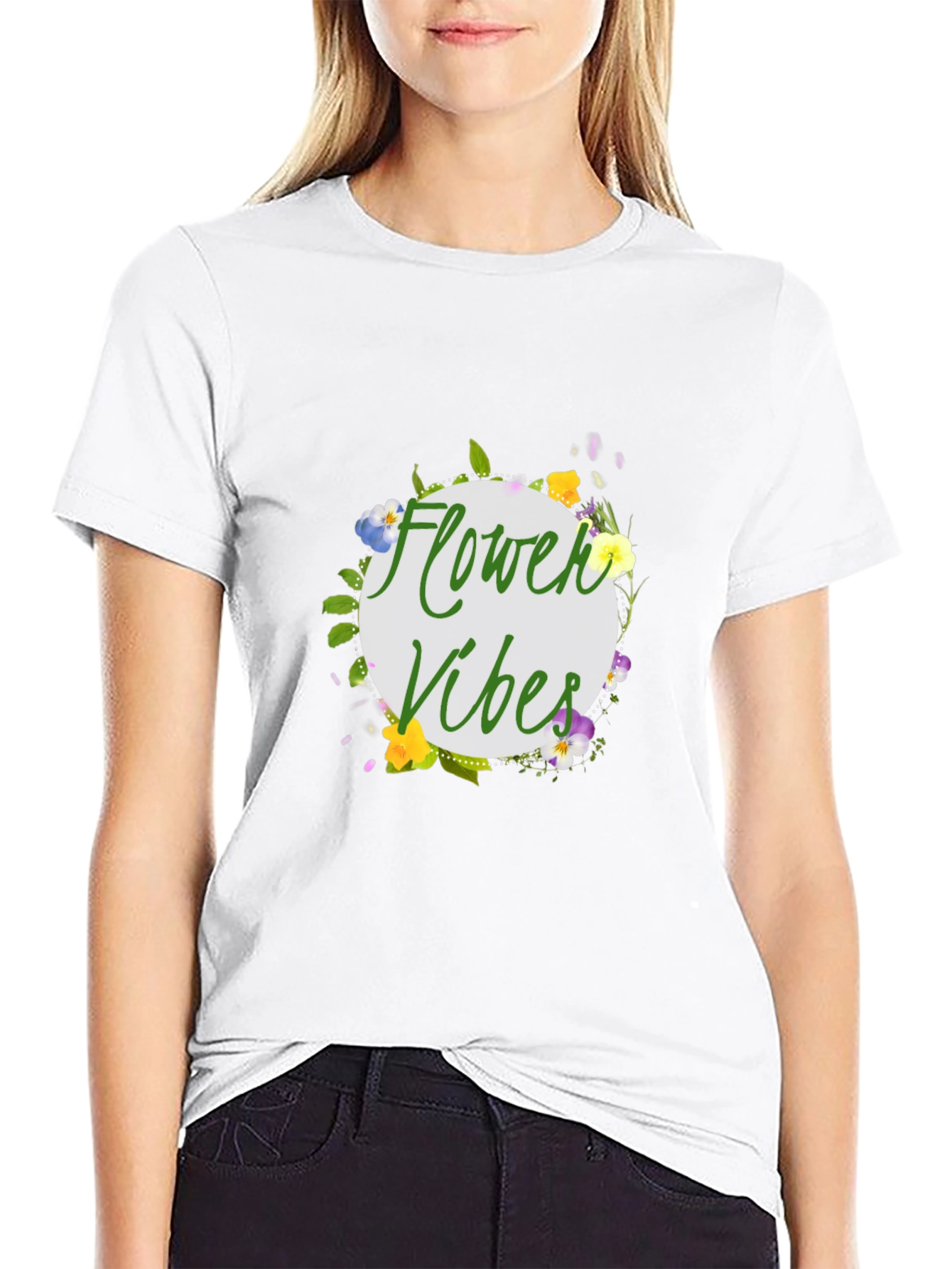 Flower Vibes Graphic Tee - Black