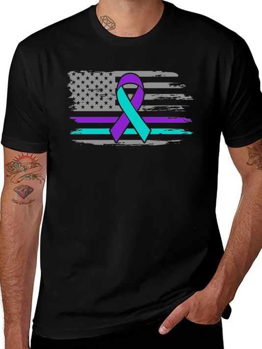 Awareness Ribbon USA Flag Graphic Tee