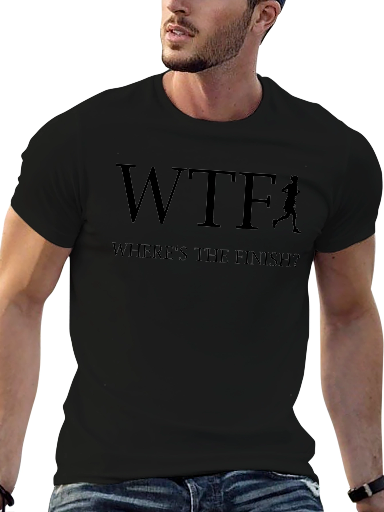 WTF Wheres The Finish? Black Graphic T-Shirt